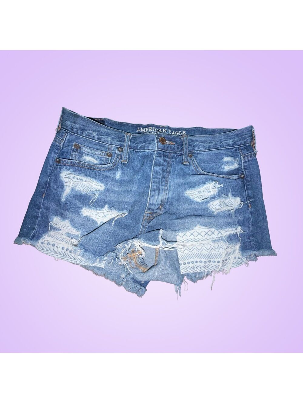American Eagle Vintage Hi-Rise Festival Denim Shorts Size 10